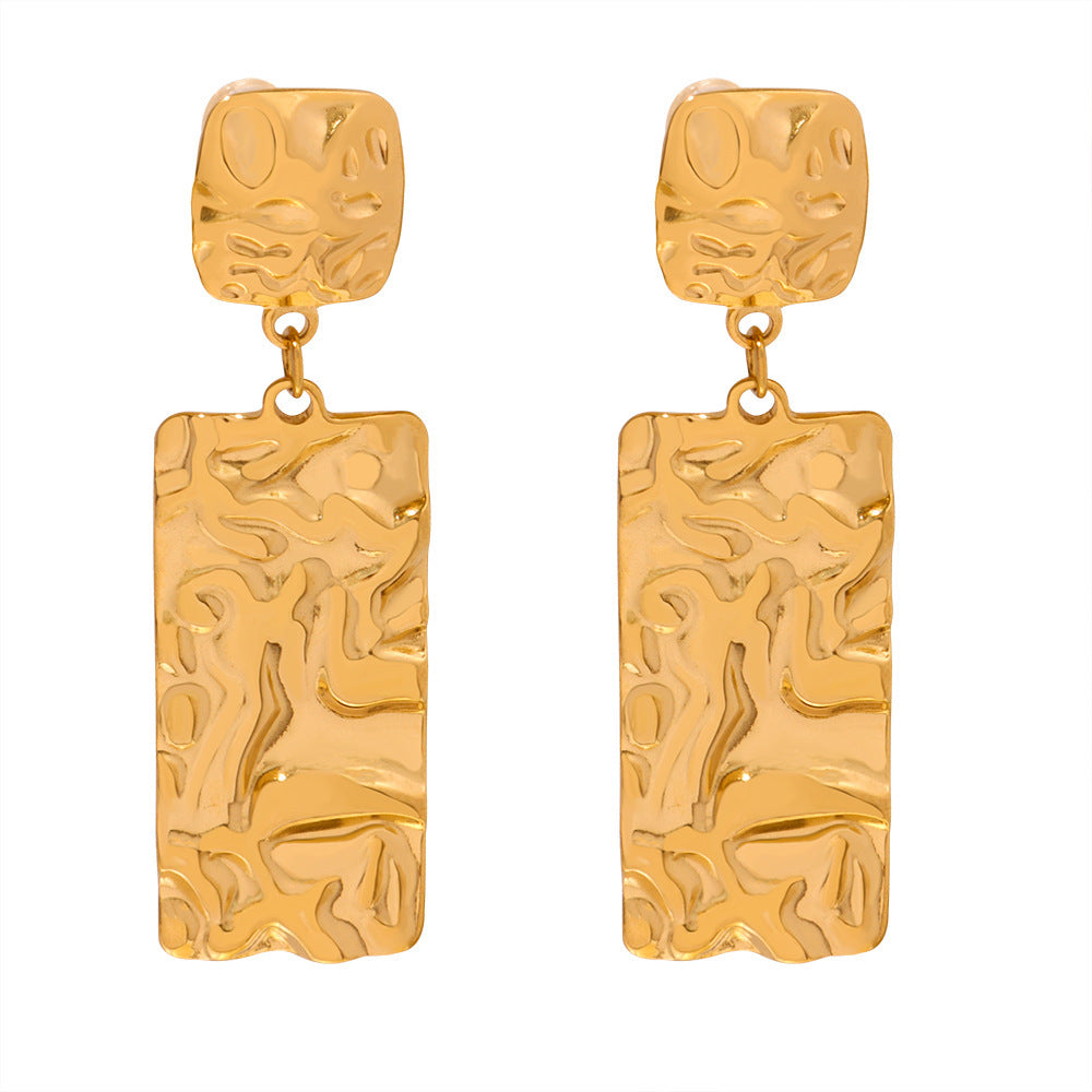 Long Square Plated Earrings