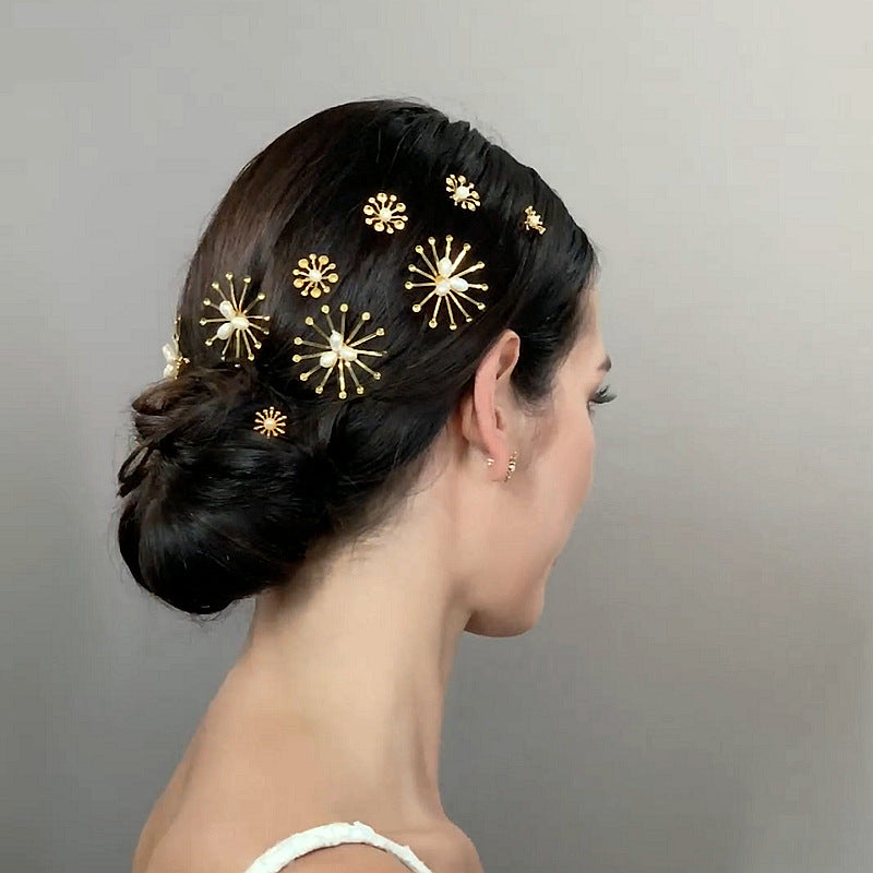 Bridal Star Burst Pearl Hairpin