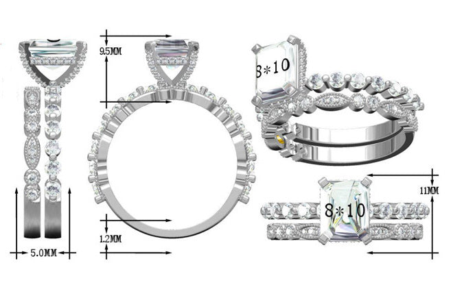 EDEN Square Diamond Ring Set