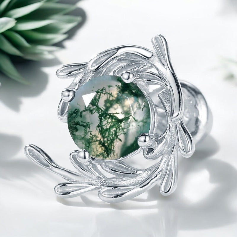 Green Moss Agate Earrings