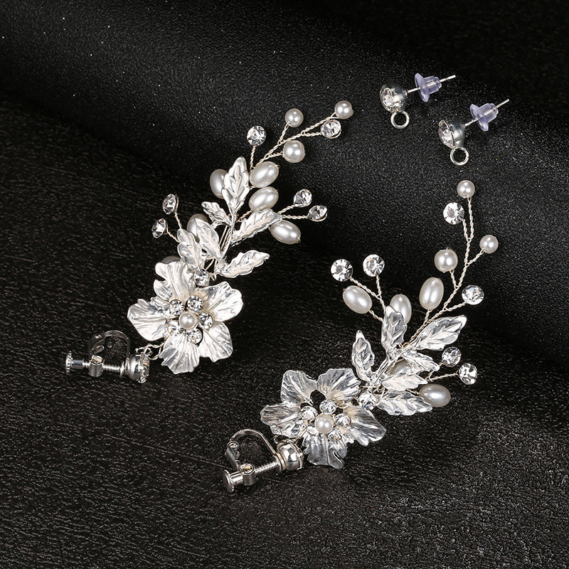JUVEDA Boucles d'oreilles de mariée Perles de fleurs