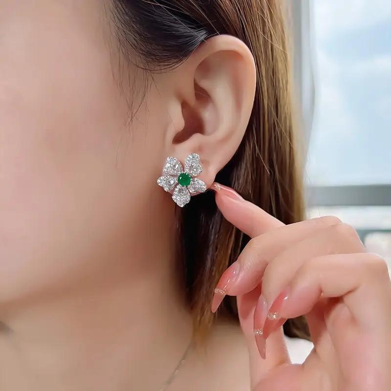 Emerald Flower Earrings