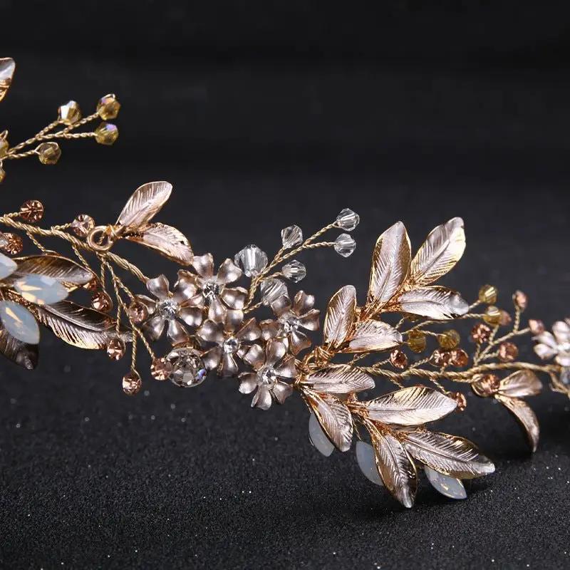 CLARA Gold Leaf Bridal Headdress - KAYLUZ LTD