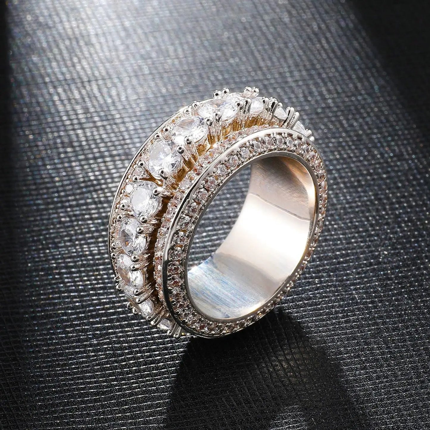 Diamond zircon Ring Gold/Silver - KAYLUZ LTD