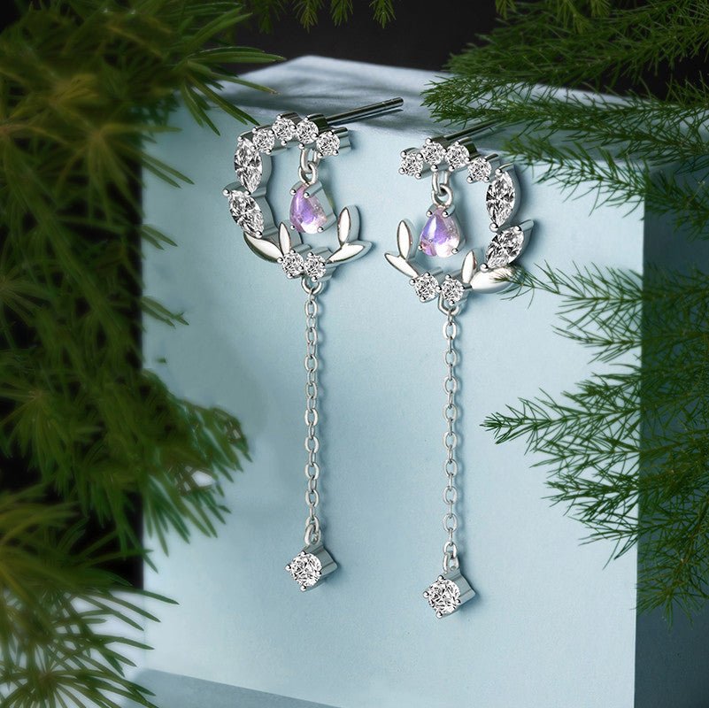 Flower Crystal Drop Earrings - KAYLUZ LTD