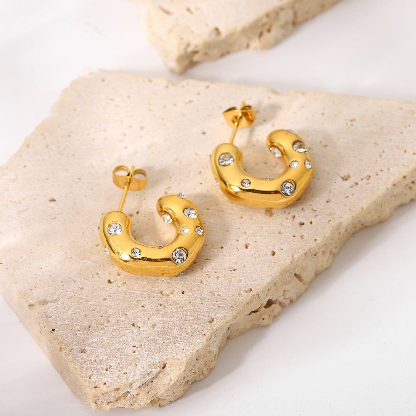 Gold Plated Stud Earrings - KAYLUZ LTD