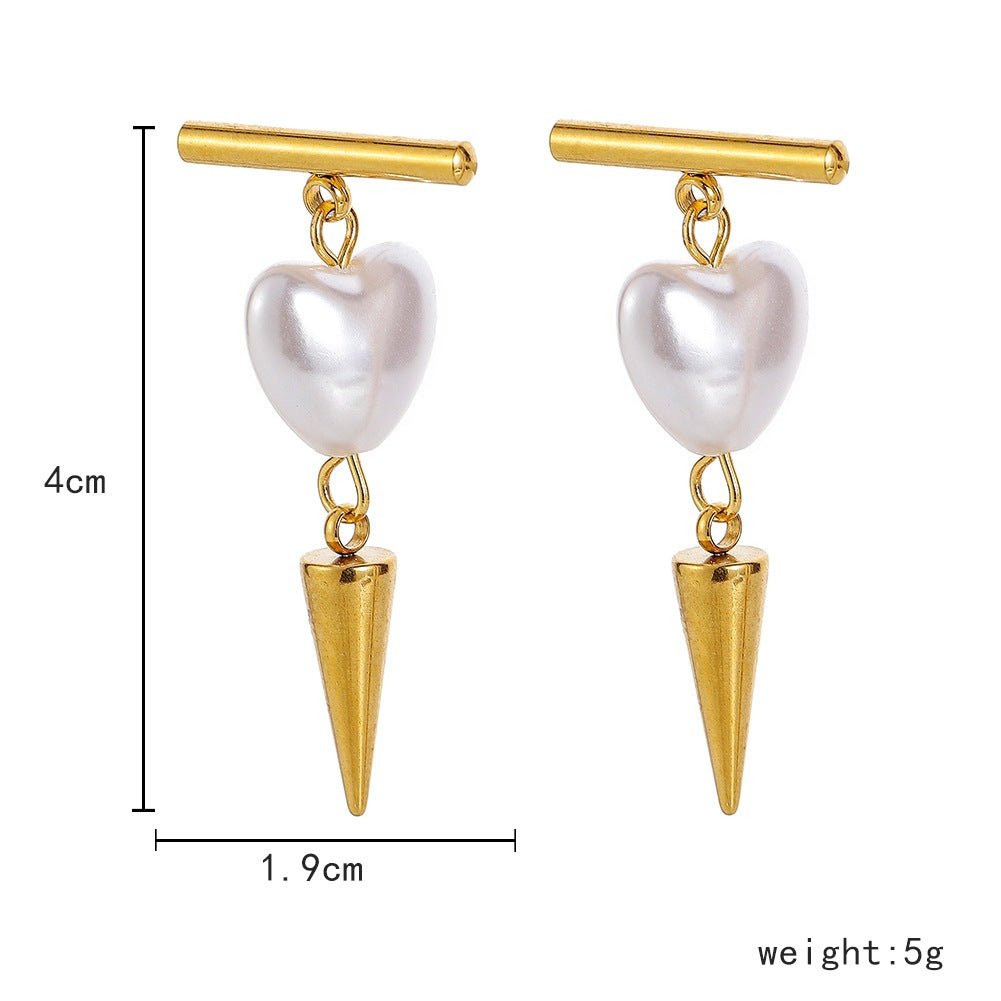 Heart Pearl Rivet Earrings - KAYLUZ LTD