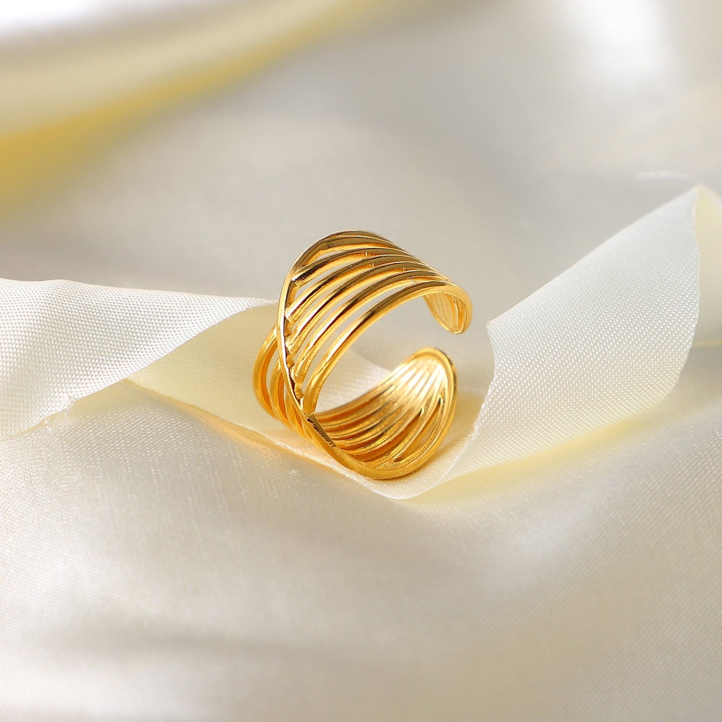 Multilayer Cross Line Ring - KAYLUZ LTD