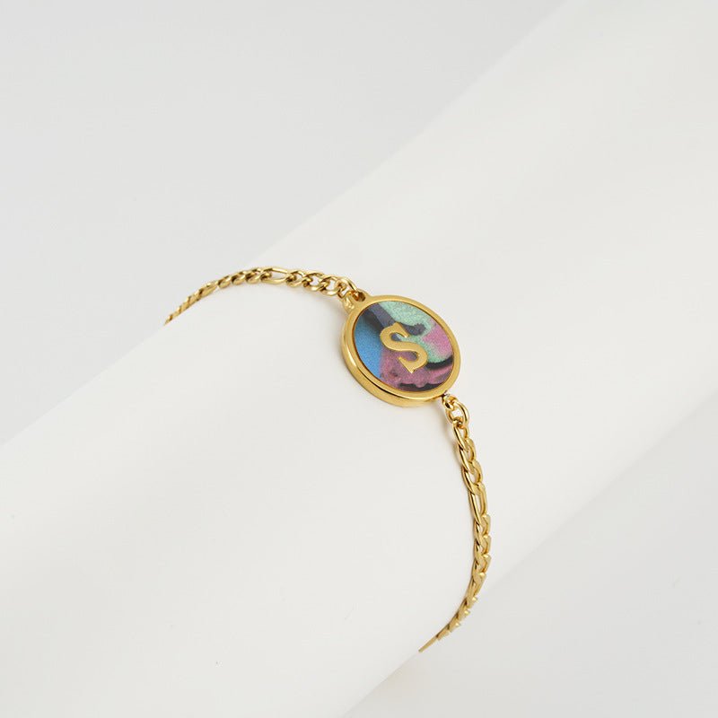 NURIA Round Letter Bracelet - KAYLUZ LTD