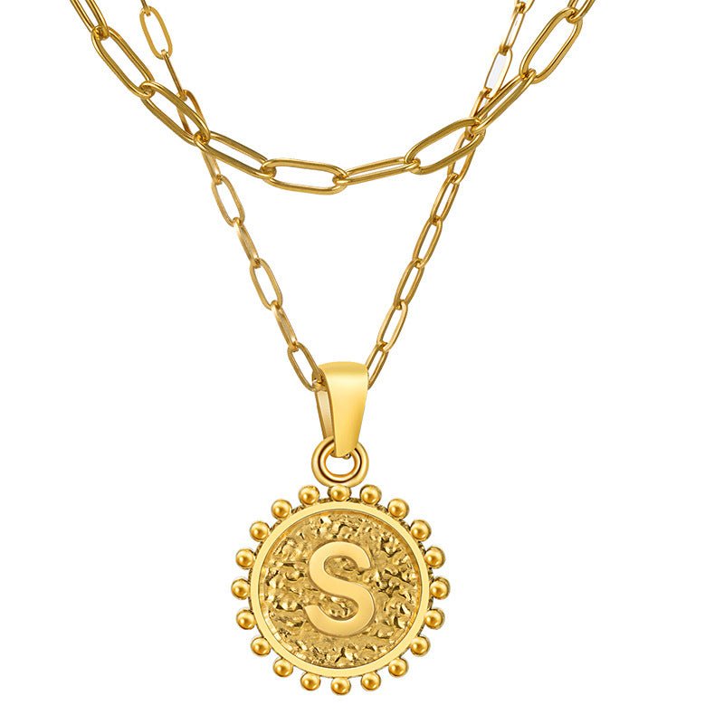 Round Letter Necklace - KAYLUZ LTD