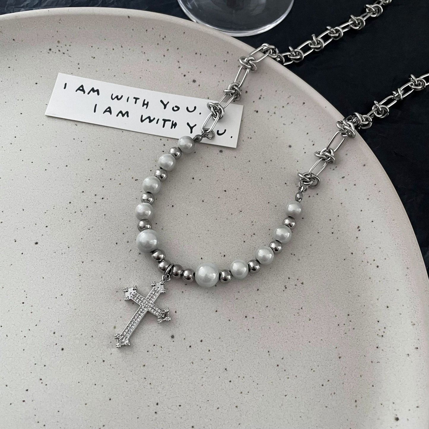 Serenity Pearl Cross Necklace - KAYLUZ LTD