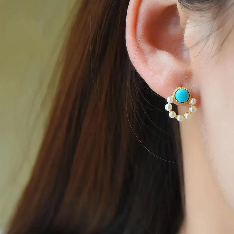 VIOLANA Pearl Circle Earrings - KAYLUZ LTD