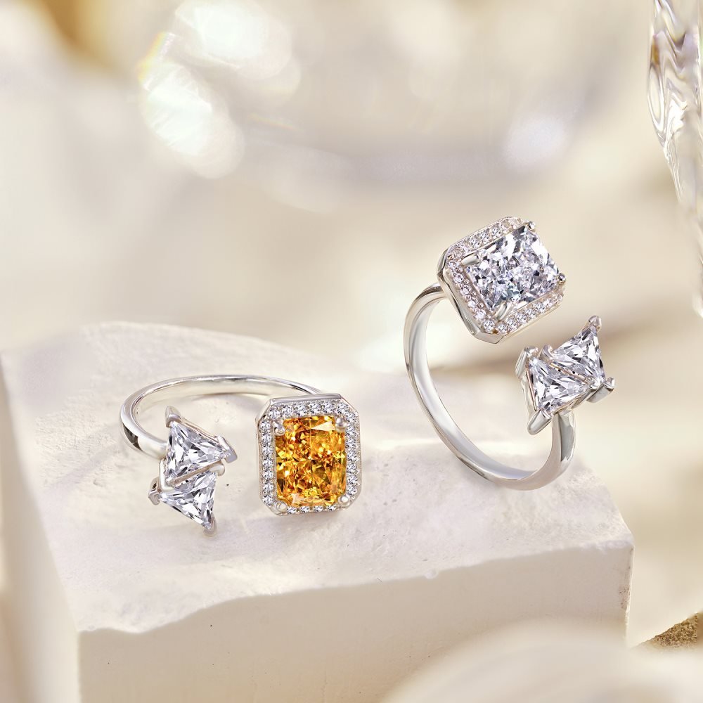 Women's High Carbon Diamond Ring With Adjustable Opening - KAYLUZ LTD