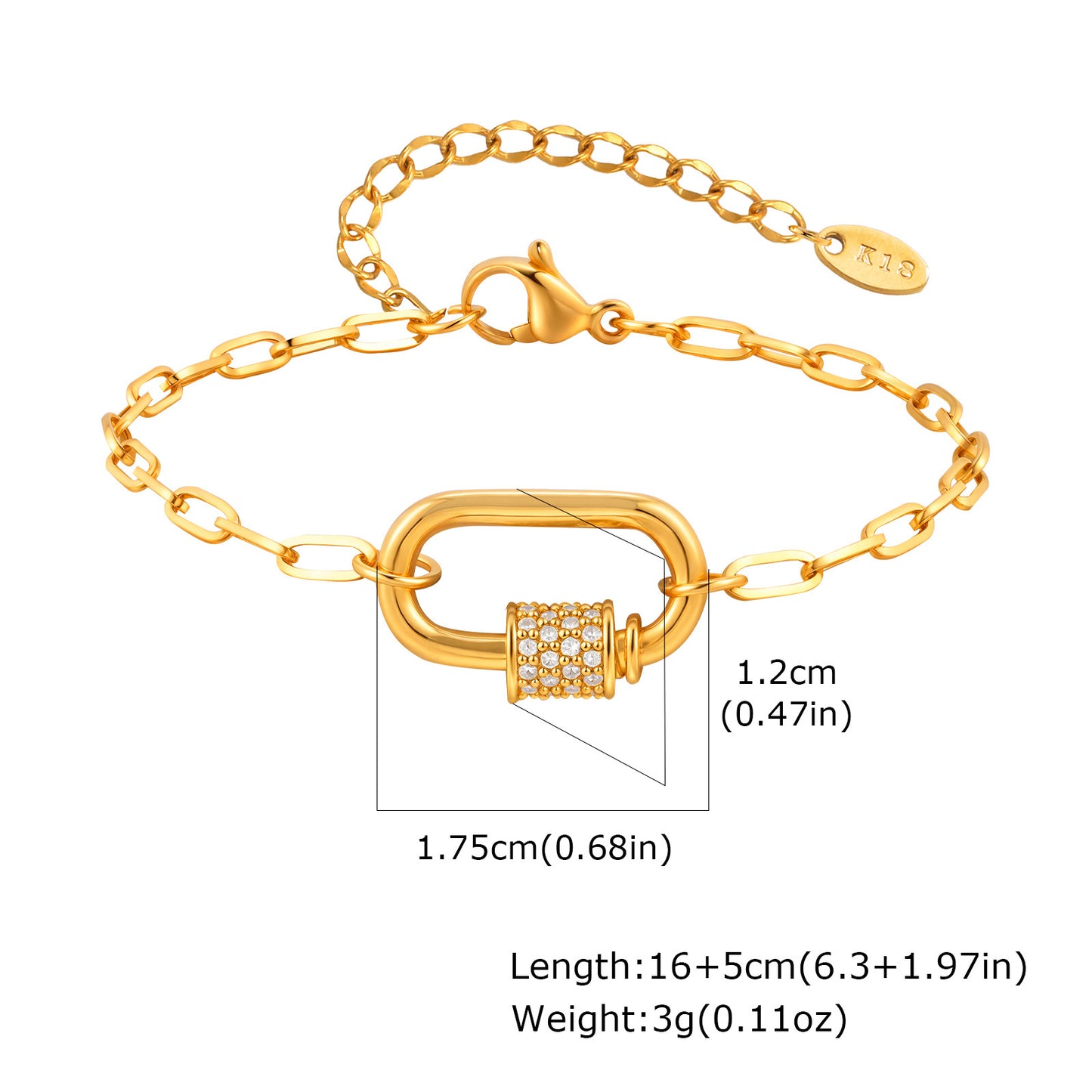 Small Square Chain Zircon Oval Pendant Necklace
