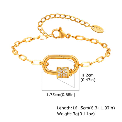 Small Square Chain Zircon Oval Pendant Necklace