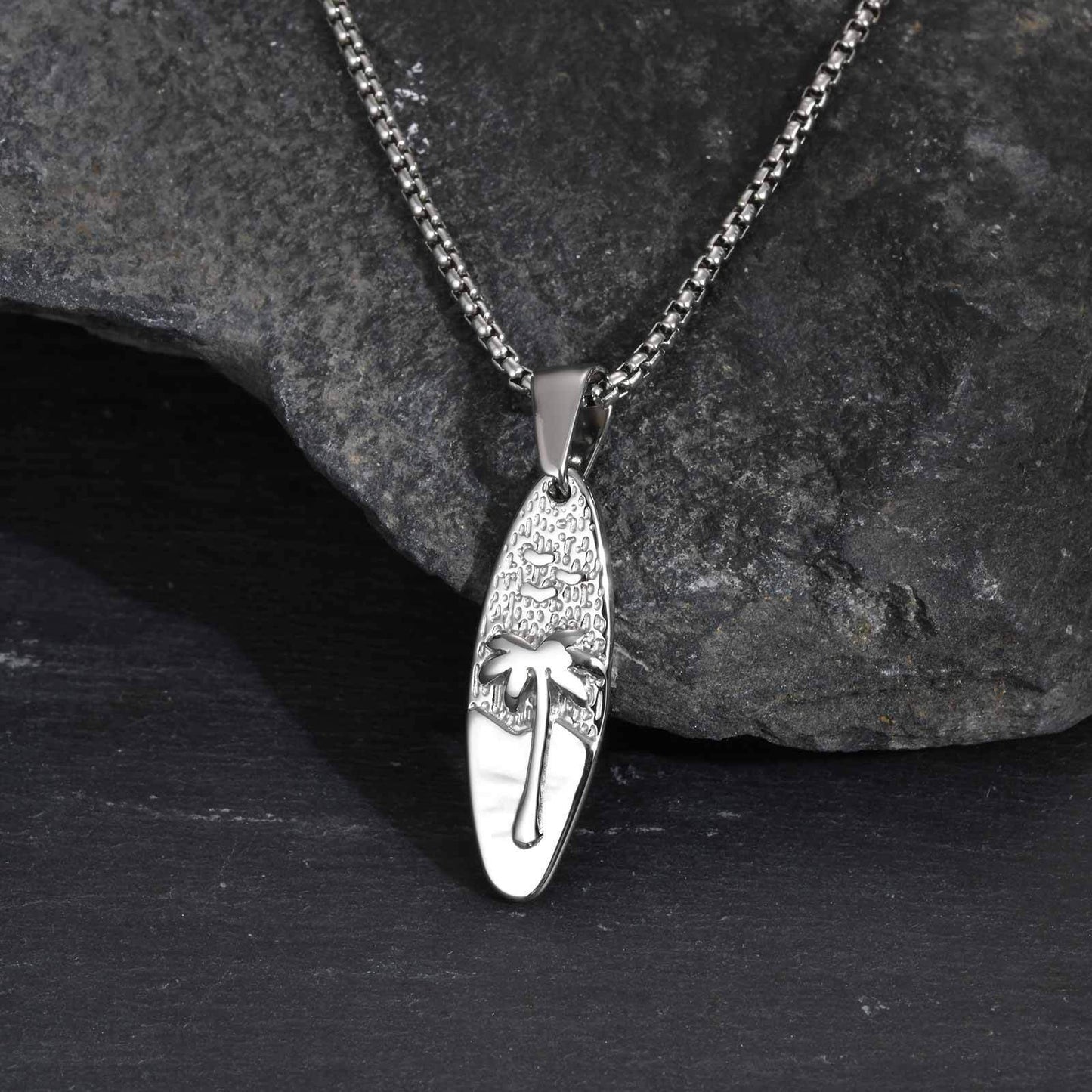 Coconut Tree Oval Pendant Necklace