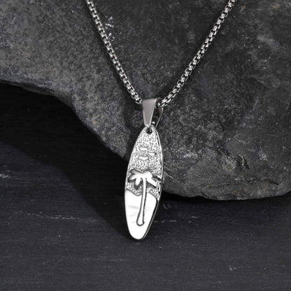 Coconut Tree Oval Pendant Necklace