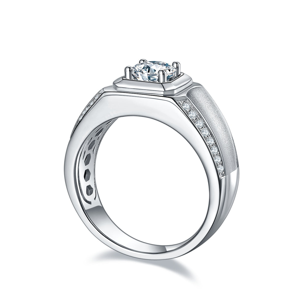 The Apex  1ct Moissanite Platinum-Plated 925 Silver Ring
