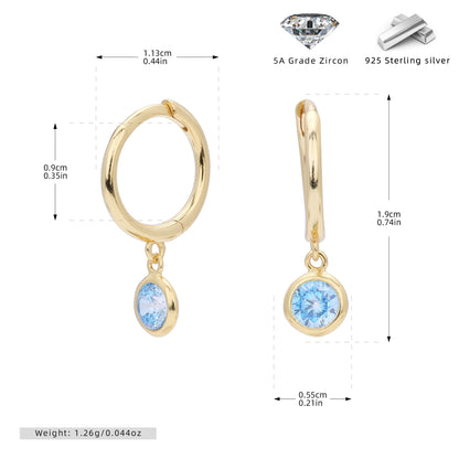 Birthstone  Round Gems Earrings