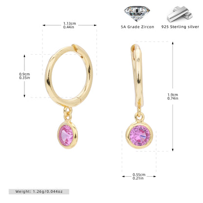 Birthstone  Round Gems Earrings