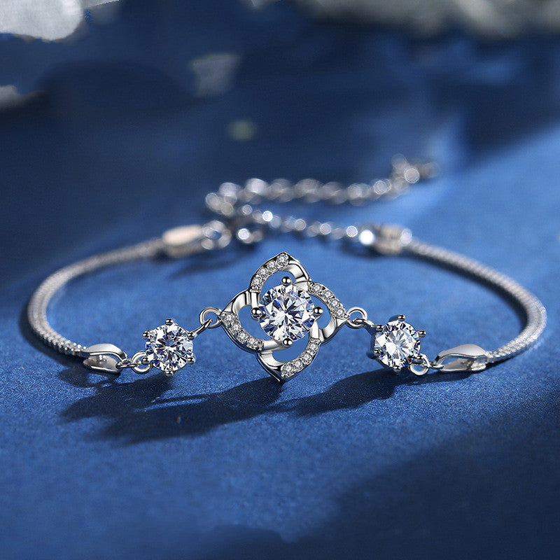 S925 Sterling Silver Four-leaf Clover Bracelet
