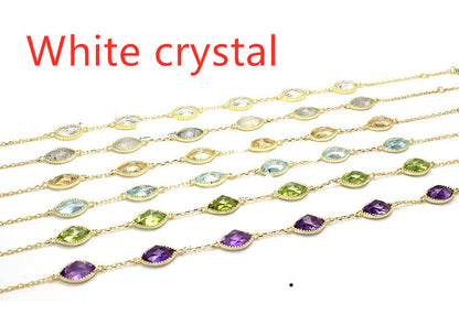 Vintage, Natural Amethyst, Blue Mop, White Crystal, Peridot, S925 Sterling Silver Bracelet