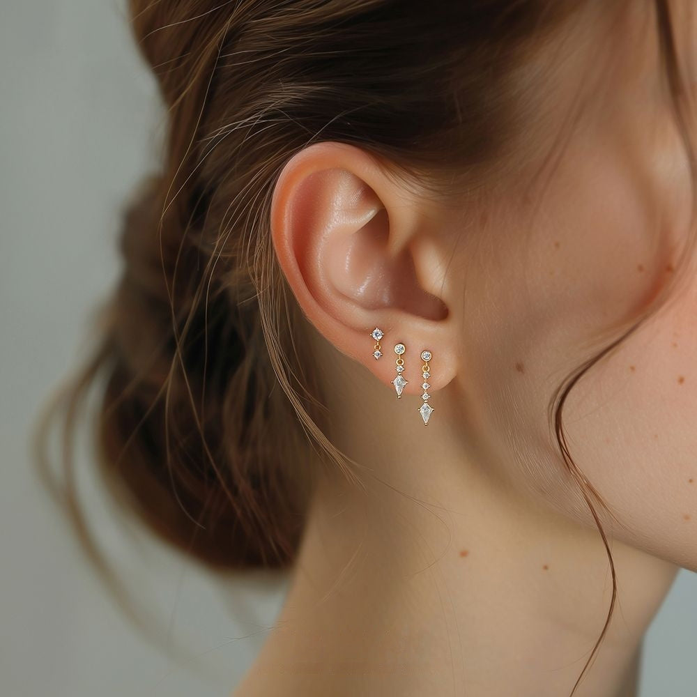 S925 Sterling Silver Four Leaf Clover Ear Stud