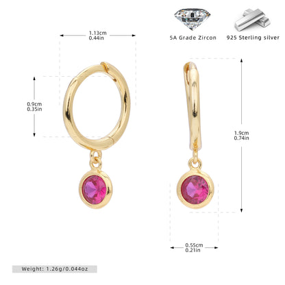 Birthstone  Round Gems Earrings
