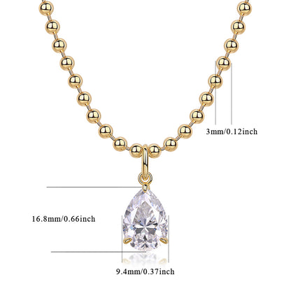 1Wish Light - A Fashionable And Trendy Diamond Jewelry Necklace Pendant Set With Pear-shaped Moissanite S925 Sterling Silver And Gold Plating Prohibit TikTok sales