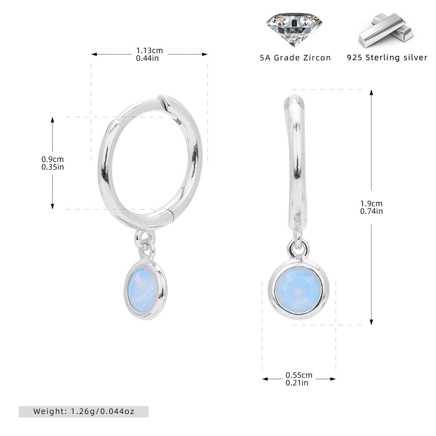 Birthstone  Round Gems Earrings
