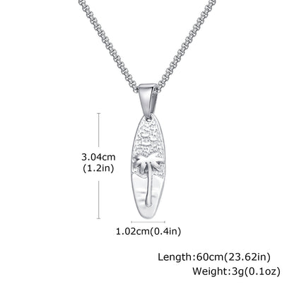 Coconut Tree Oval Pendant Necklace