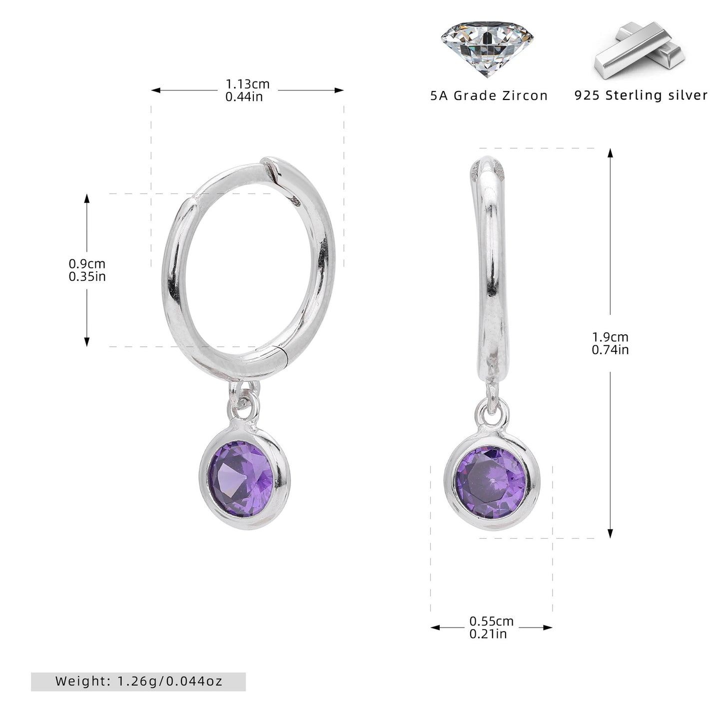 Birthstone  Round Gems Earrings