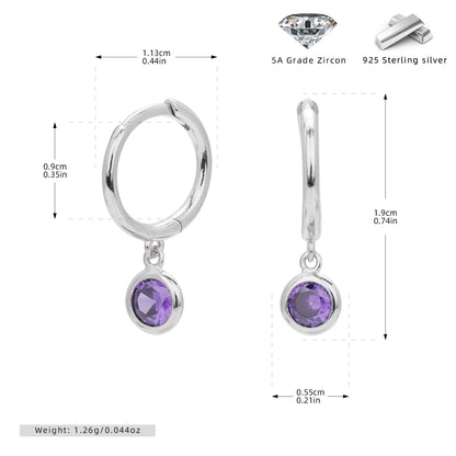 Birthstone  Round Gems Earrings