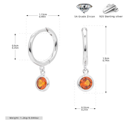 Birthstone  Round Gems Earrings