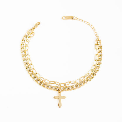 Cross stainless steel multi-layer bracelet