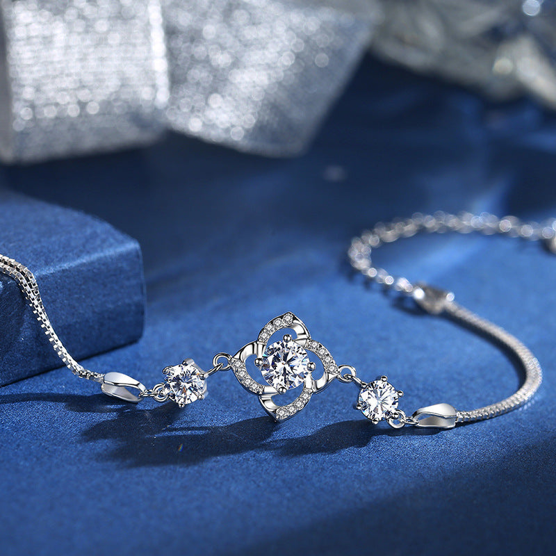 S925 Sterling Silver Four-leaf Clover Bracelet