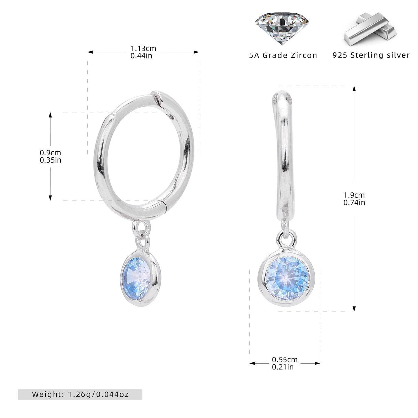 Birthstone  Round Gems Earrings
