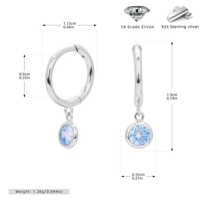 Birthstone  Round Gems Earrings