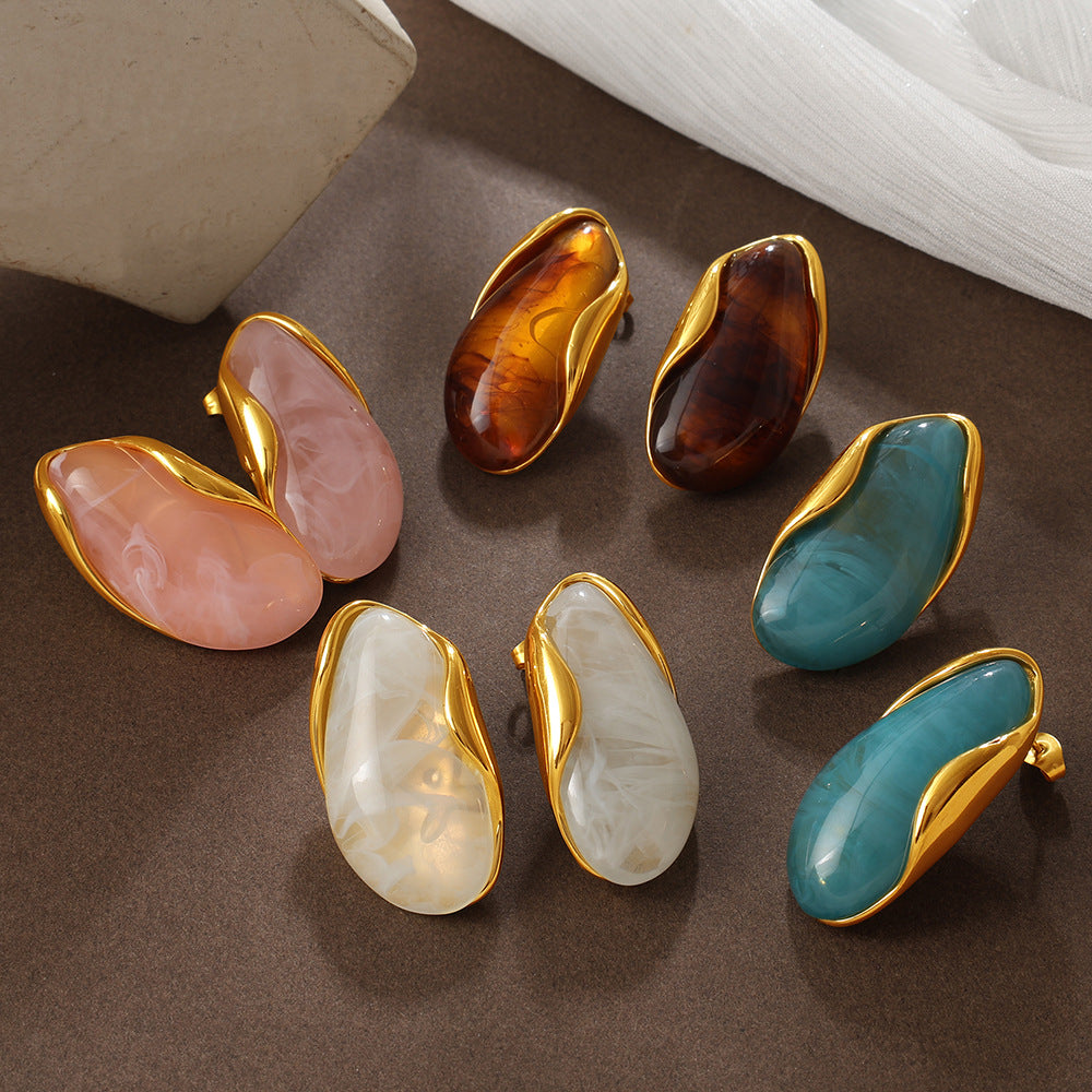 Amber Gradient Gold-Edge Drop Earrings