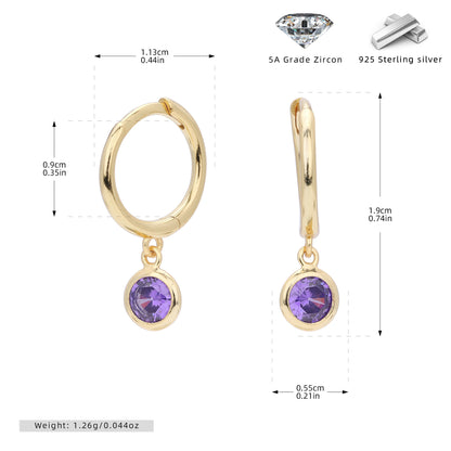 Birthstone  Round Gems Earrings