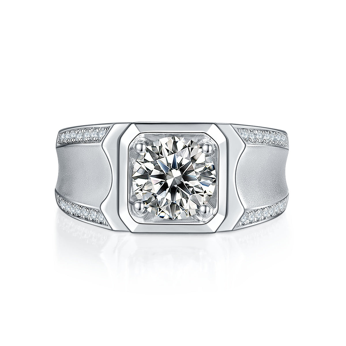 The Apex  1ct Moissanite Platinum-Plated 925 Silver Ring