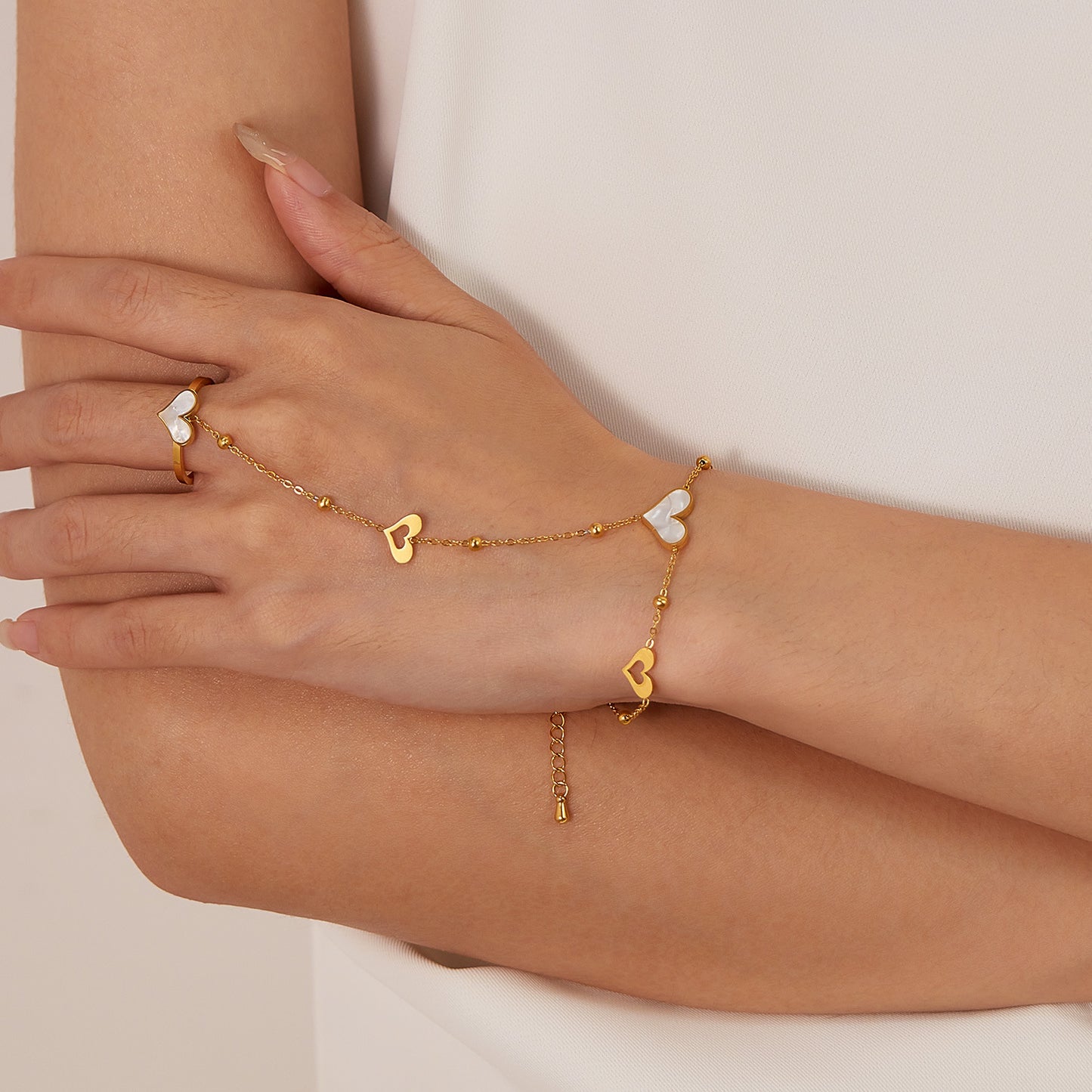 Stainless Steel Heart shaped Ring Bracelet