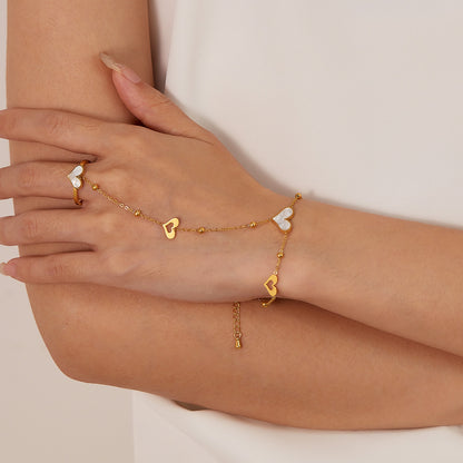 Stainless Steel Heart shaped Ring Bracelet