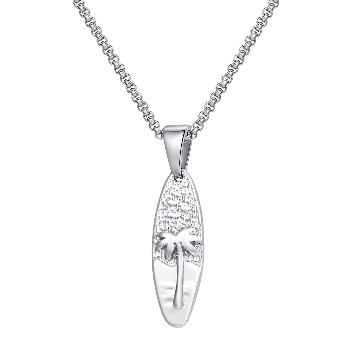 Coconut Tree Oval Pendant Necklace
