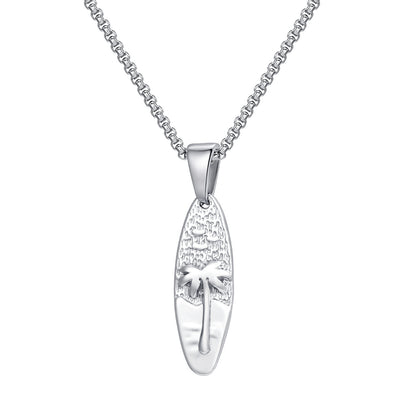 Coconut Tree Oval Pendant Necklace