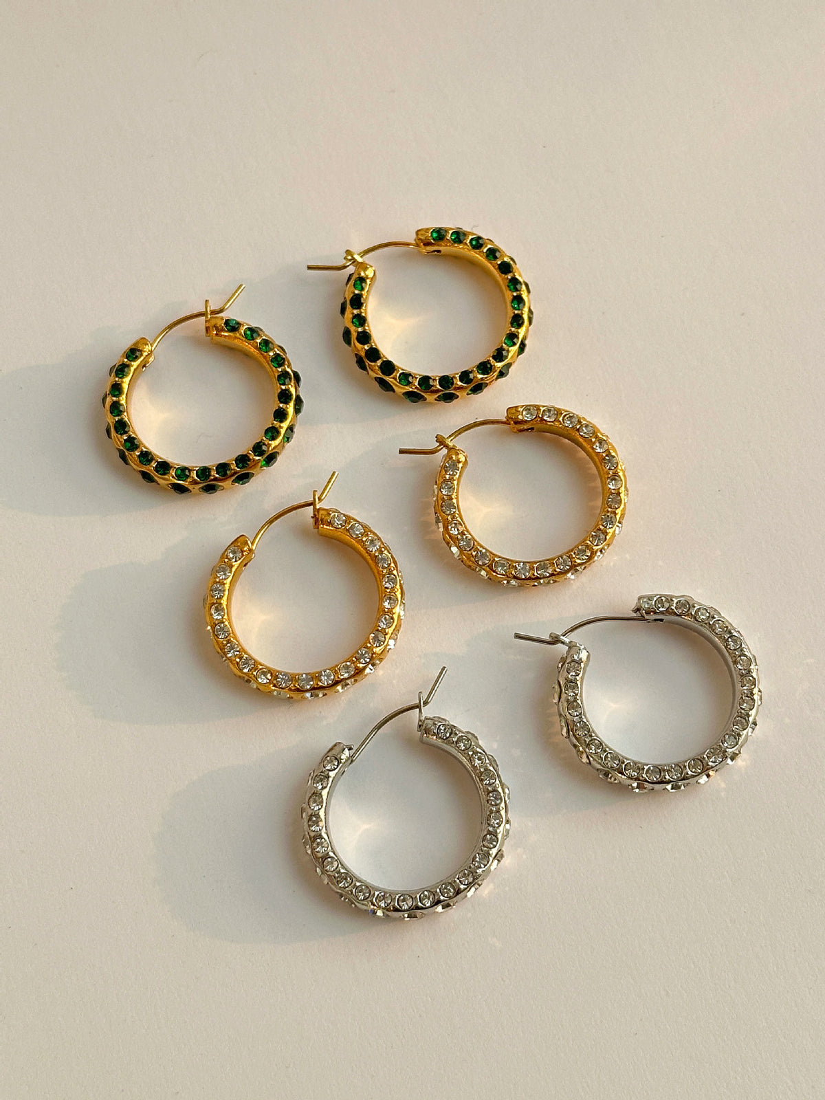 GULIA Zircon Hoop Earrings, Titanium Steel