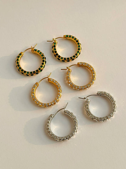 GULIA Zircon Hoop Earrings, Titanium Steel