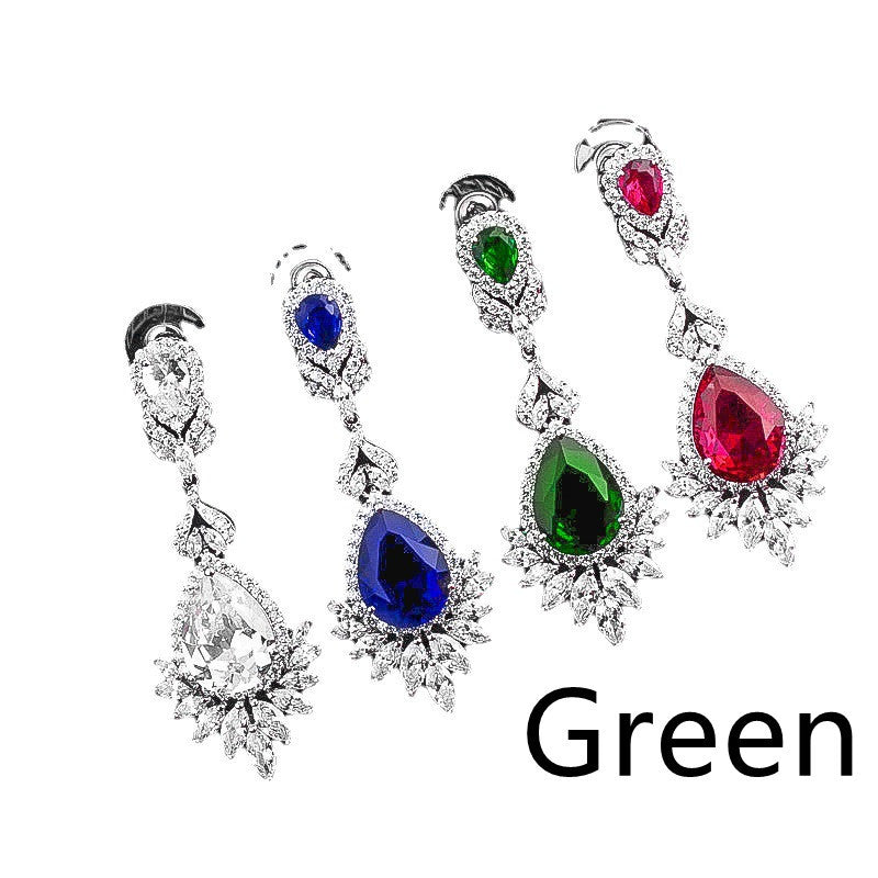 Water Drop Zircon Earrings High Sense Tassel Ear Clip