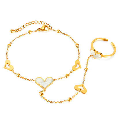 Stainless Steel Heart shaped Ring Bracelet
