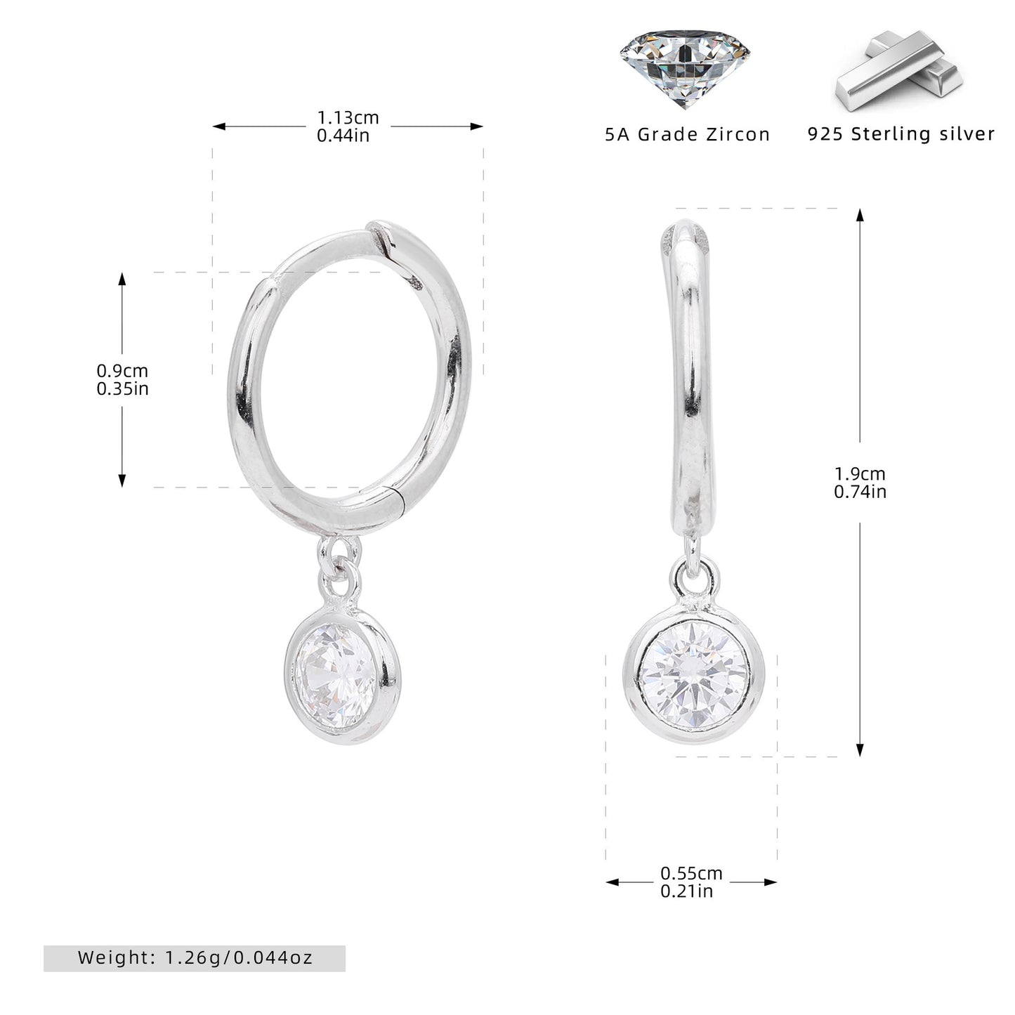 Birthstone  Round Gems Earrings